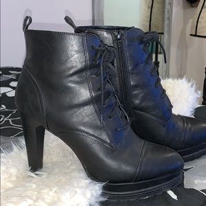 All black heeled boots